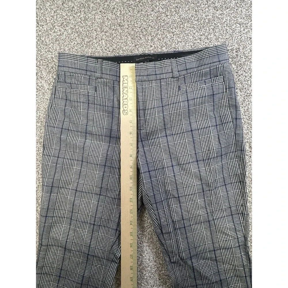Banana Republic Sloan Pants 4 Trouser Gray Plaid Straight Wide Waist Work A6